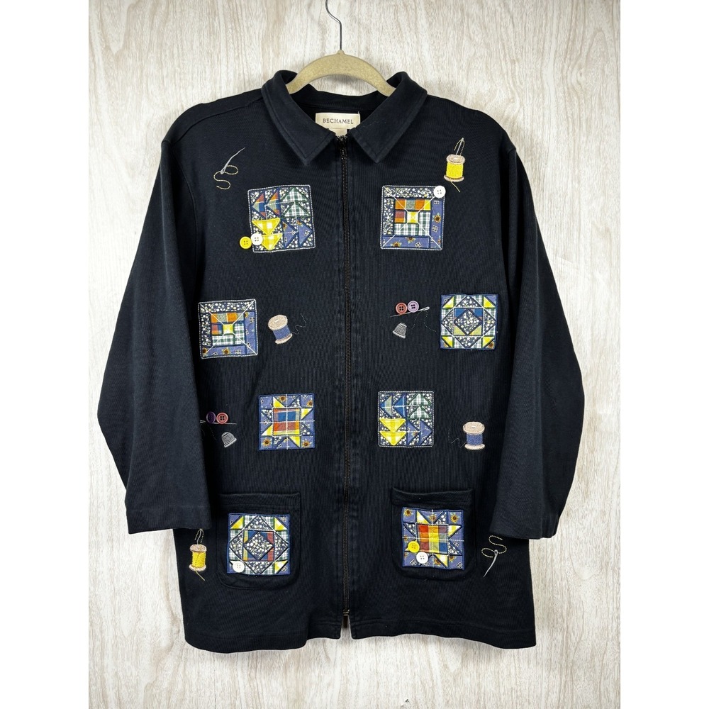 Vintage Bechamel Patchwork Jacket‎ M Quilted Artsy Grannycore Retro Sewing - Picture 2 of 8